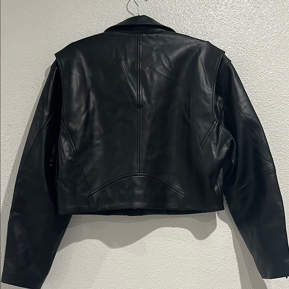 Blank NYC Black Leather Moto Jacket Asymmetrical Zipper - Picture 5 of 14